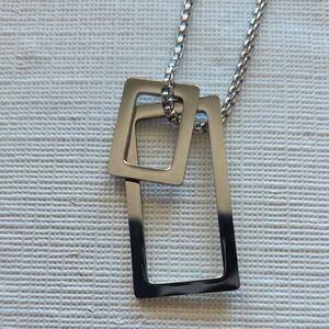 Silver Rectangular Pendant Necklace